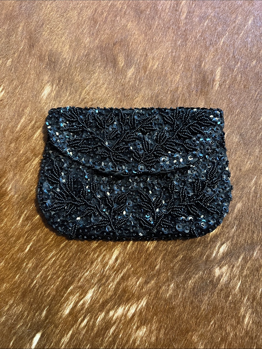 Vintage K. Gimbel Black Beaded Clutch
 Evening Bag Hong Kong